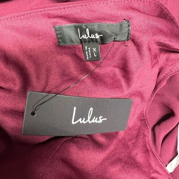 Lulus Convincing Grace Burgundy Flutter Sleeve Wrap Maxi Dress Size XL NWT - Picture 7 of 9